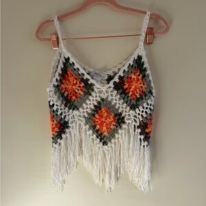 Vivid Crochet Fringe Tank Top - Multicolor